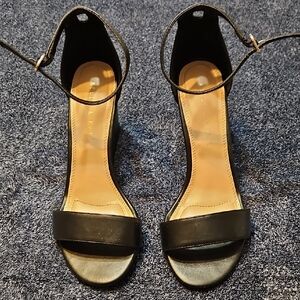 Kelly & Katie Black Ankle-Strap Heeled Sandals
